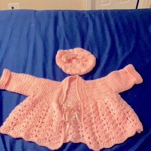 Hand knitted baby set.Only worn once.